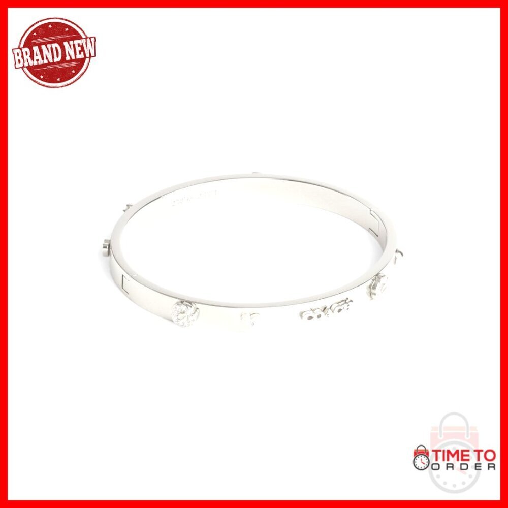 Signature Mixed Motif Bangle Bracelet Elegant Minimal Chic Push Hinge Closure